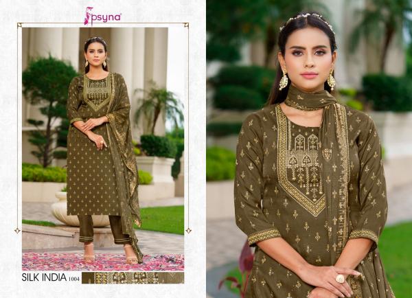 Psyna Silk India Fancy sILK Kurti With Bottom Dupatta Collection